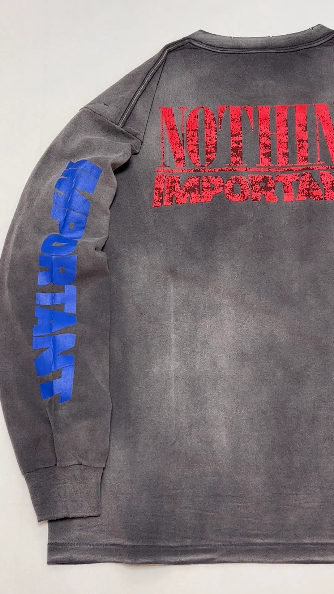 SAINT Mxxxxxx × Kosuke Kawamura's latest joint model KK_LS TEE/NOTHING IMP/BLK Holy Infant tadpole distressed long sleeves, wash black S-XL, original consistent wash mark/angel mark, original factory grade crack print, distressed mottled effect, heavy wash water, water spray fading, fade repositioning, pure handmade complex grinding and hanging